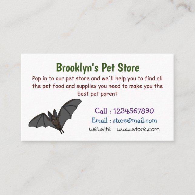 Big vampire bat cartoon illustration business card (Front)