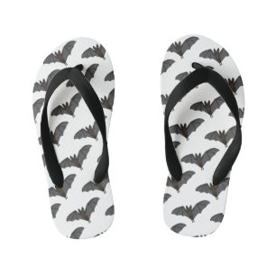 Big vampire bat cartoon illustration  kid's flip flops