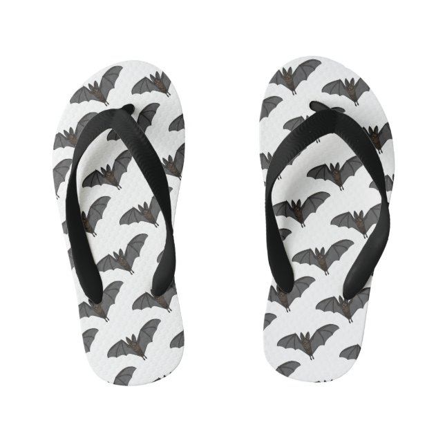 Big vampire bat cartoon illustration  kid's flip flops (Footbed)