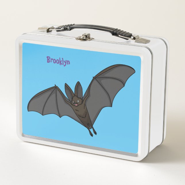 Big vampire bat cartoon illustration metal lunch box (Front)