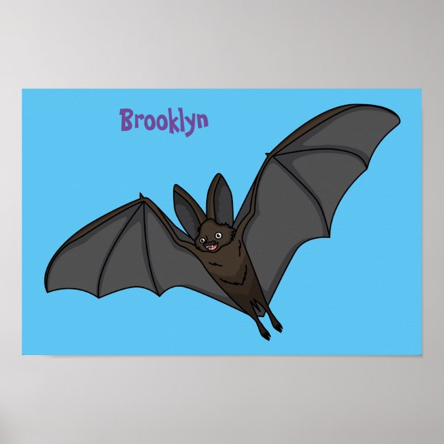 Big vampire bat cartoon illustration poster (Front)