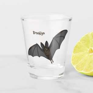 Big vampire bat cartoon illustration shot glass