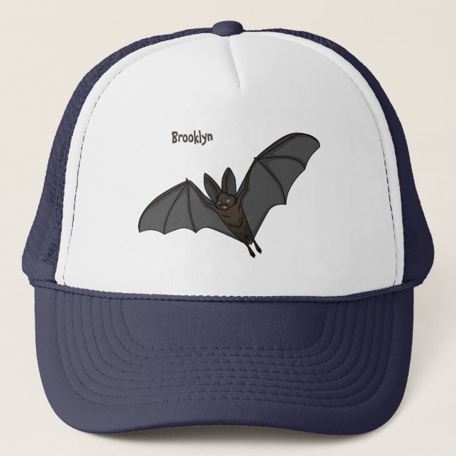 Big vampire bat cartoon illustration  trucker hat (Front)