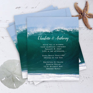 Big Wave Budget Wedding Coastal Invitation  Flyer