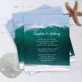 Big Wave Budget Wedding Coastal Invitation  Flyer