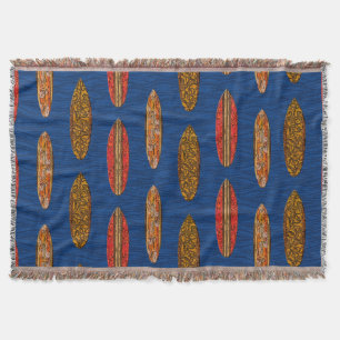 Big Wave Hawaiian Surfboards Throw Blanket
