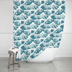 Big Wave Japanese Surf Painting Pattern Shower Curtain