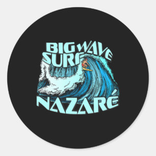 Big Wave Surfer 100 Foot Wave Surf Nazare Portugal Classic Round Sticker