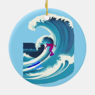 Big Wave Surfer Thunder_Cove Ceramic Tree Decoration