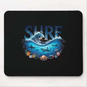 Big Wave Surfing Beach Lover Surfer Graphic Surfbo Mouse Mat