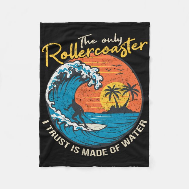 Big Wave Surfing Graphic Ocean Design For Surfer M Fleece Blanket (Front)