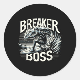 Big Wave Surfing Surfer Beach Wave Breaker Boss Su Classic Round Sticker