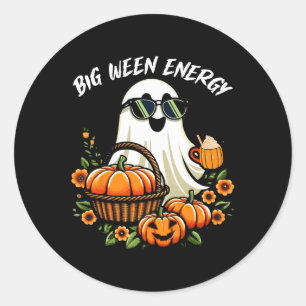 Big Ween Energy Funny Ghost Drink Pumpkin Spice La Classic Round Sticker