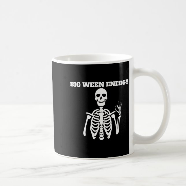 Big Ween Energy Funny Skeleton Halloween Coffee Mug (Right)