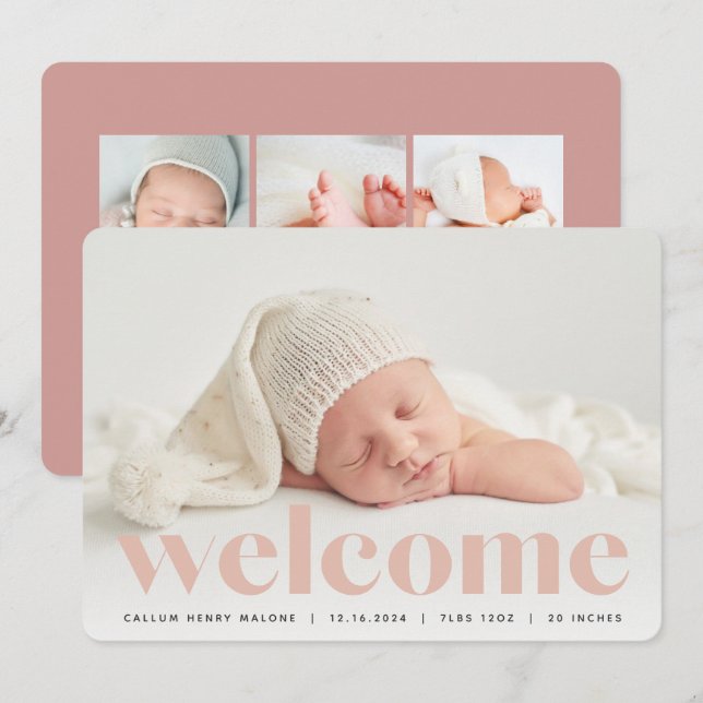 Big Welcome | Photo Birth Announcement (Front/Back)