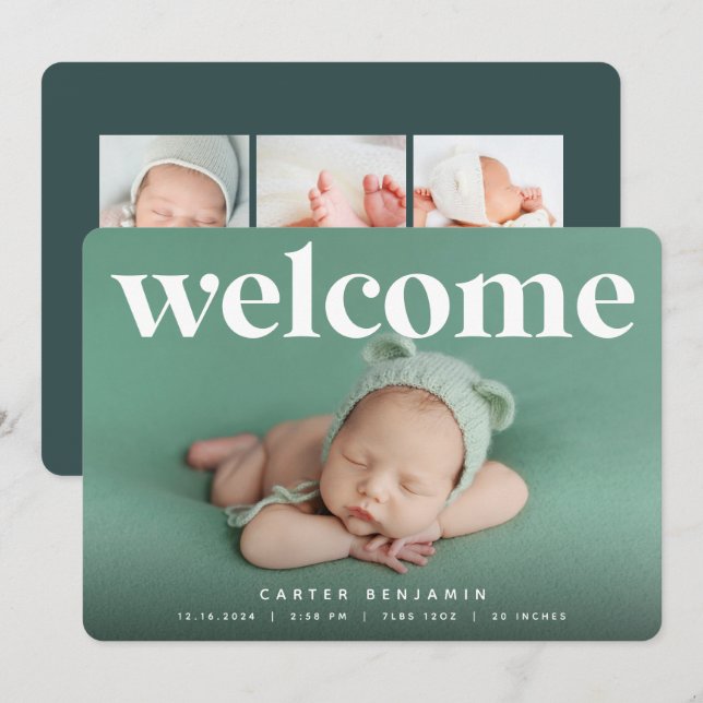 Big Welcome | Photo Birth Announcement (Front/Back)