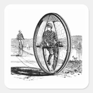 Big Wheel Cycle - Vintage Unicycle Bicycle Square Sticker