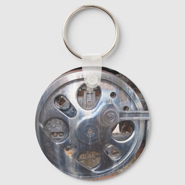 Big Wheels Keep on Turnin' Railroad Engine Key Ring (Front)