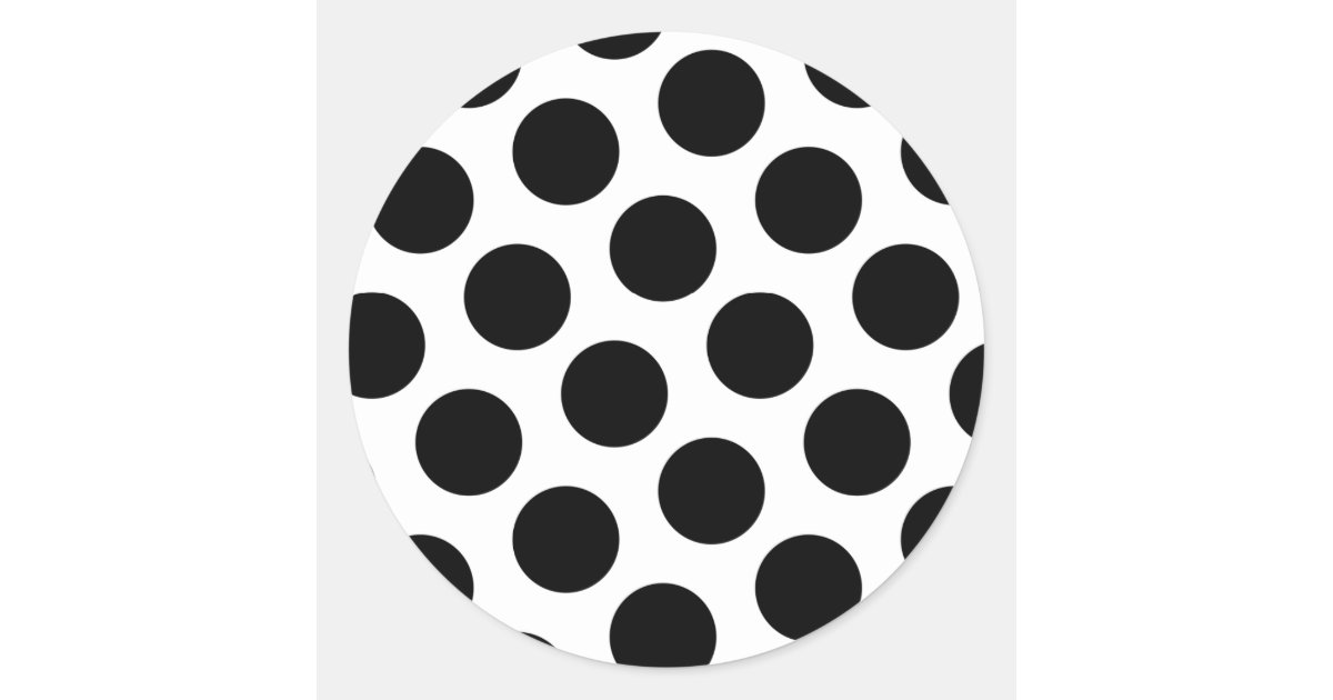Big White and Black Polka Dots Classic Round Sticker | Zazzle