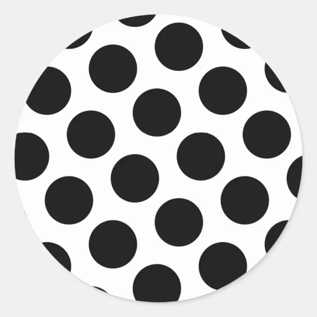 Big White and Black Polka Dots Classic Round Sticker | Zazzle