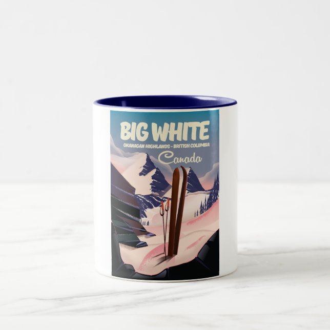Big White British Columbia Canada ski. Two-Tone Coffee Mug (Center)