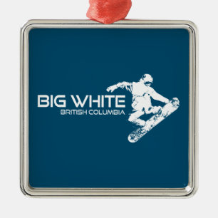 Big White British Columbia Snowboarder Metal Tree Decoration