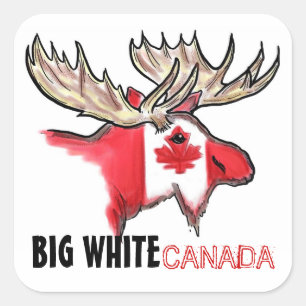 Big White Canada elk art flag red white stickers