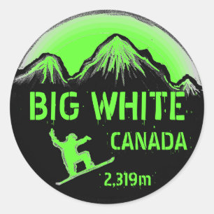 Big White Canada green snowboard art stickers