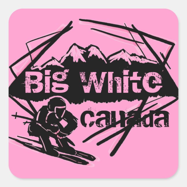 Big White Canada ski pink stickers (Front)