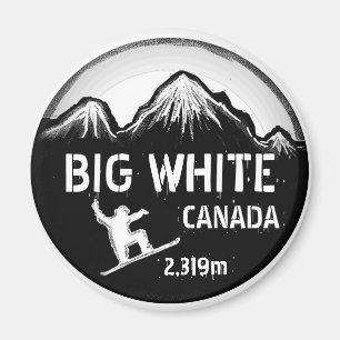 Big White Canada white snowboard art magnet