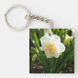 Big white daffodils on a spring day key ring