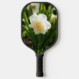 Big white daffodils on a spring day pickleball paddle