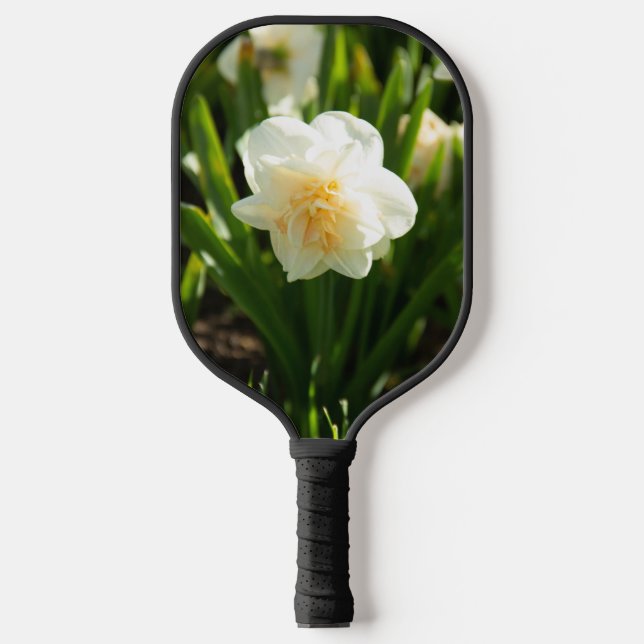 Big white daffodils on a spring day  pickleball paddle (Front)