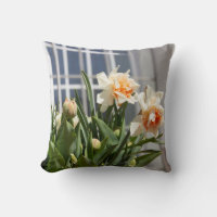 Big white daffodils on a spring day poster throw p