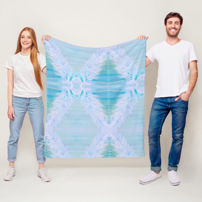 Big White Feather Fleece Blanket (In Situ)