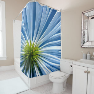 big white flower with blue sky shower curtain
