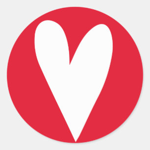 Big White Heart - Red Valentine's Day Classic Round Sticker