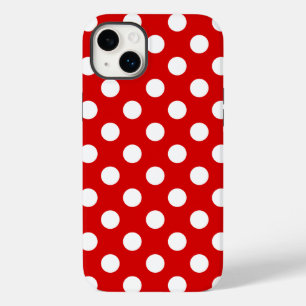 Big White Polka Dots On Beautiful Red iPhone 14 Plus Case