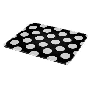 Big White Polka Dots on Black Cutting Board