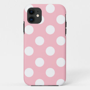 Big White Polka Dots on Pink iPhone 11 Case