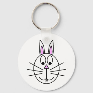 Big White Rabbit cartoon drawing Key Ring