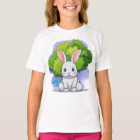 big white rabbit with tree