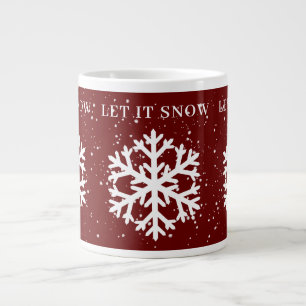 Big White Snowflake, LET IT SNOW Large Coffee Mug