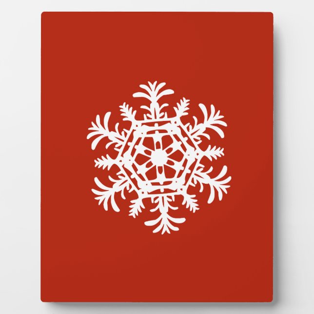 Big white snowflake on red plaque (Front)