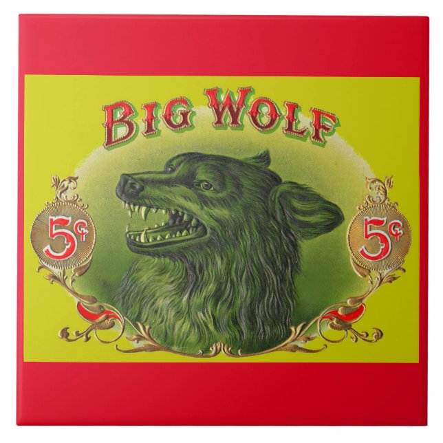 Big Wolf cigar label Tile (Front)