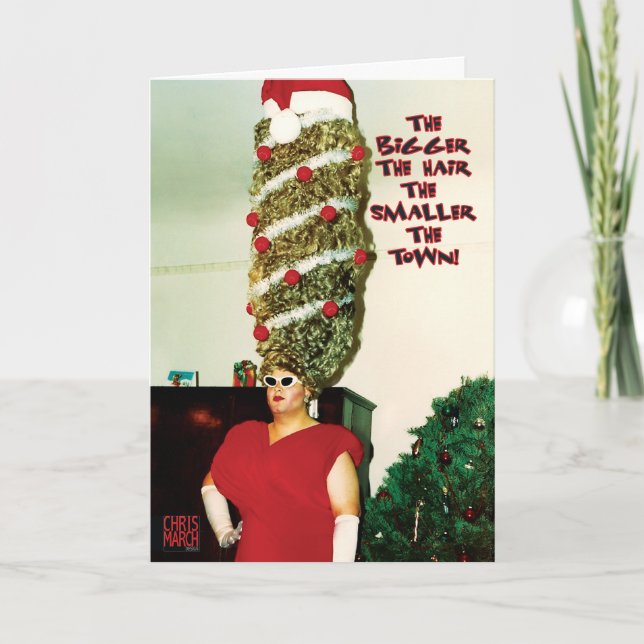Big Xmas Hair Humour Holiday Card (Front)