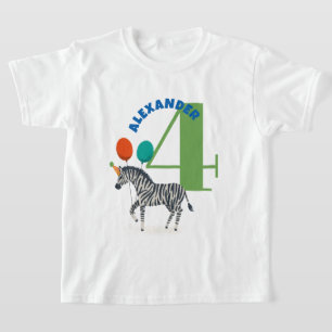 Big Year and Name Birthday Party Zebra T-Shirt