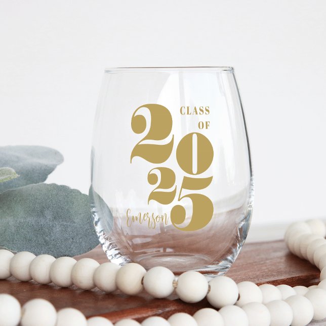 Big Year | Class of 2025 Personalised Graduation Stemless Wine Glass (Creator Uploaded)