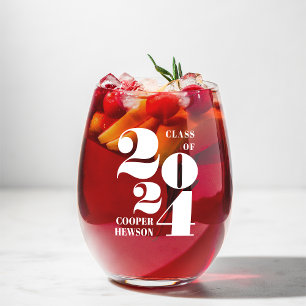 Big Year Class of 2025 Personalised Graduation Stemless Wine Glass