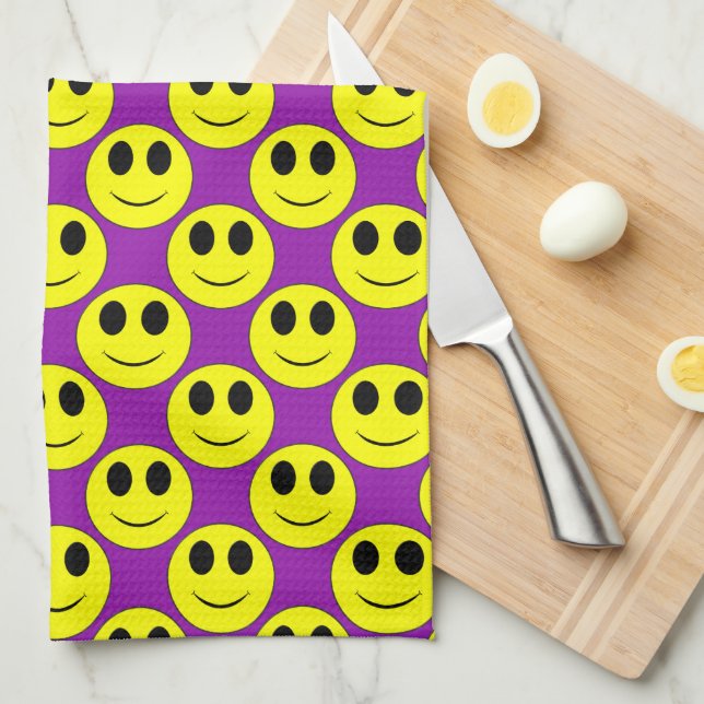 Big Yellow Allover Purple-Kitchen Towel (Quarter Fold)